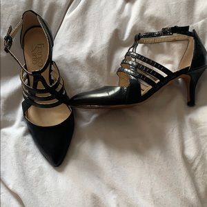 Franco sarto black leather heels